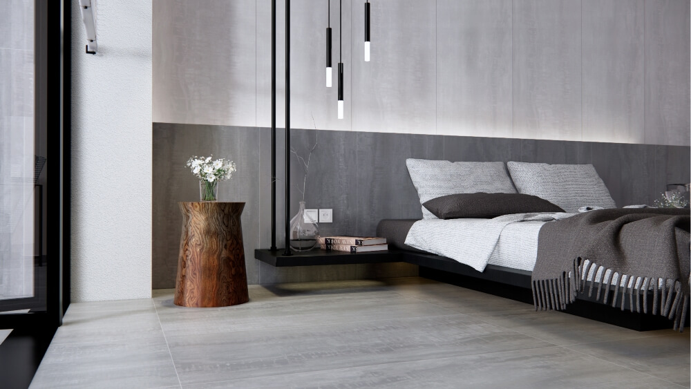 Gạch Eurotile HOA Q02 được ứng dụng ốp lát phòng ngủ, tôn lên vẻ đẹp thời thượng, sang trọng cho không gian