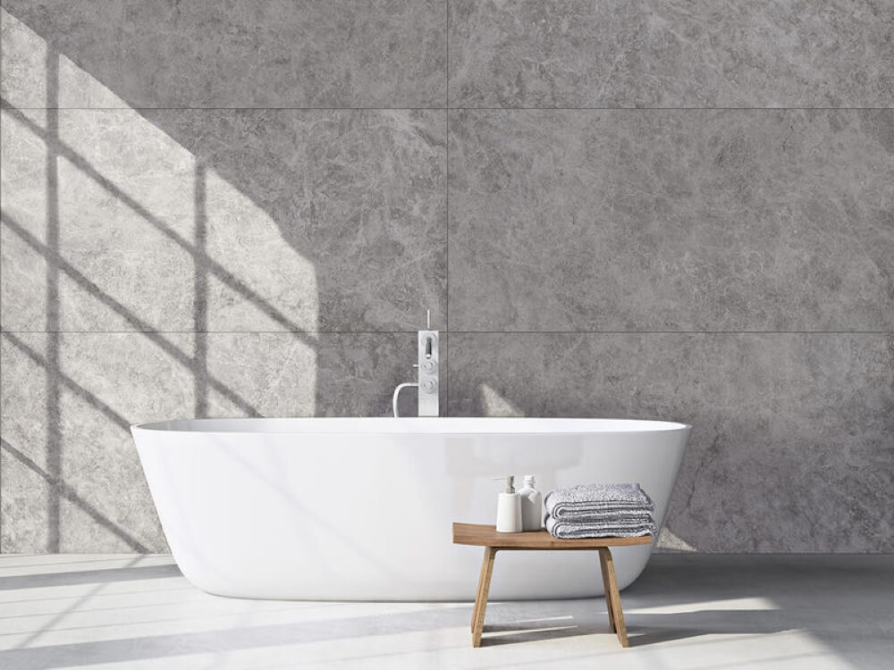 Gạch khổ lớn Eurotile 60x120cm ứng dụng ốp tường phòng tắm